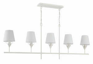 Crystorama - 537-MT - Five Light Chandelier - Broche - Matte White