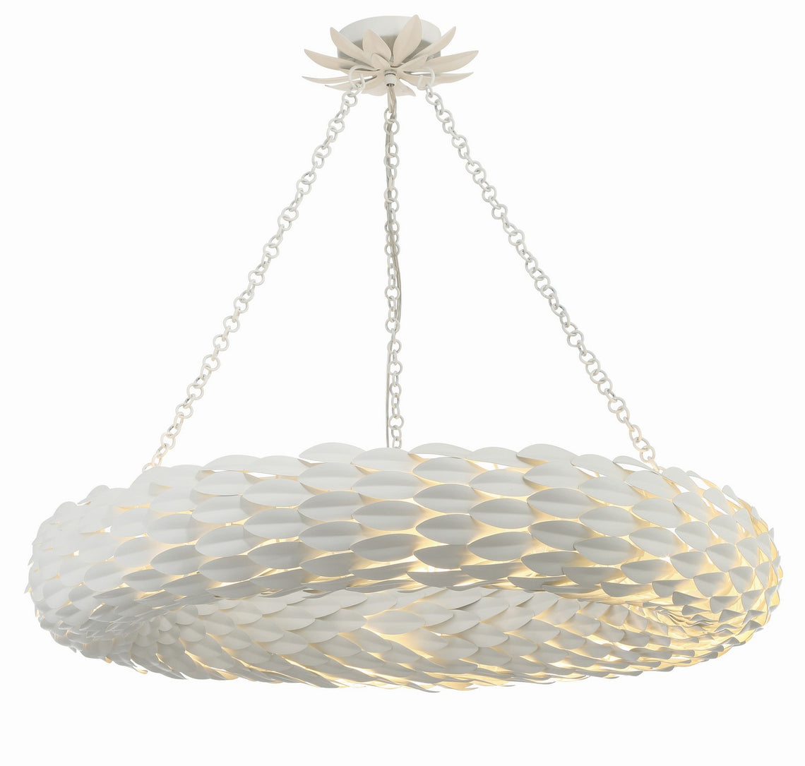 Crystorama - 538-MT - Eight Light Pendant - Broche - Matte White