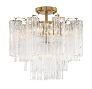 Crystorama - ADD-300-AG-CL_CEILING - Four Light Semi Flush Mount - Addis - Aged Brass