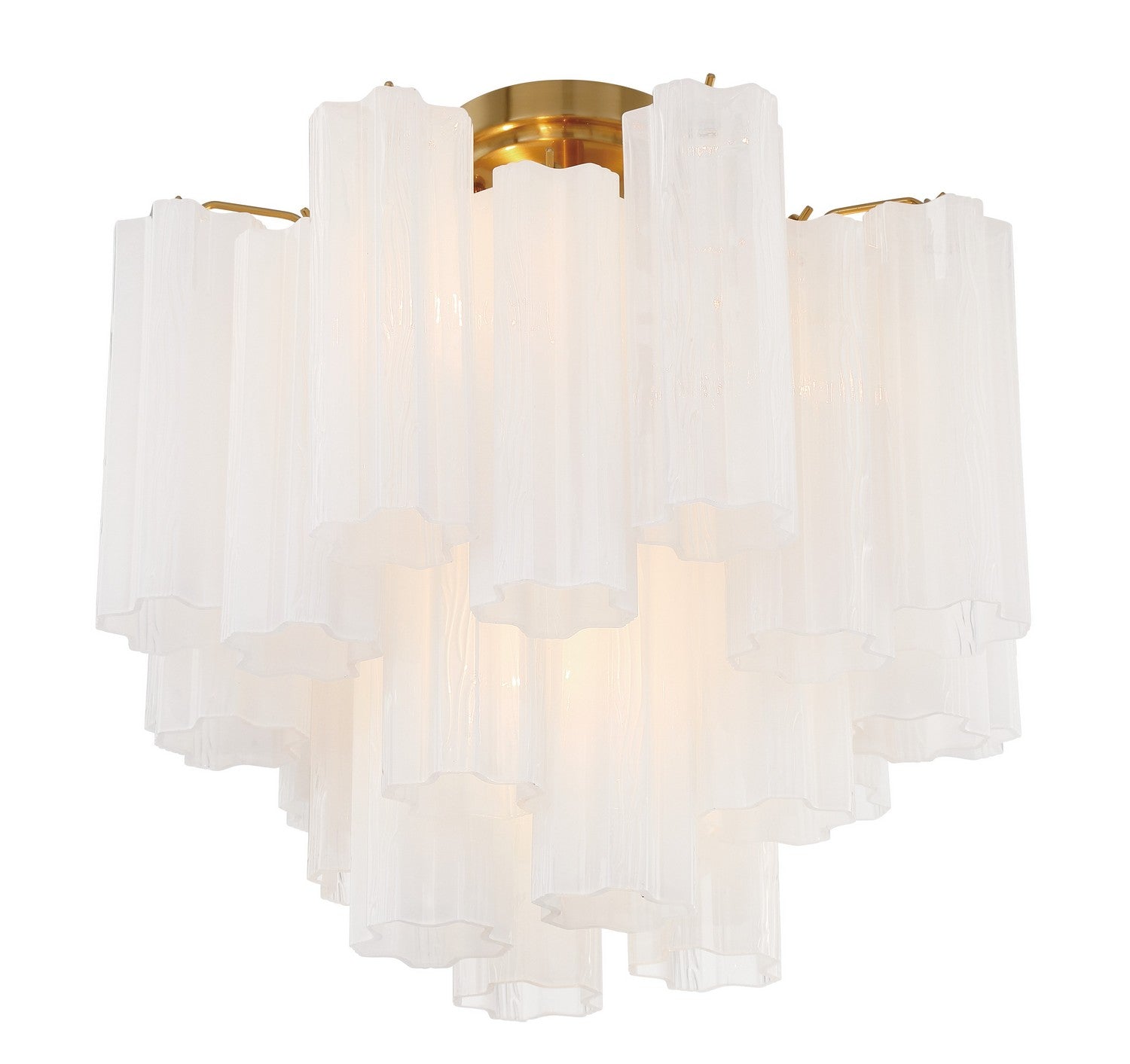 Crystorama - ADD-300-AG-WH_CEILING - Four Light Semi Flush Mount - Addis - Aged Brass