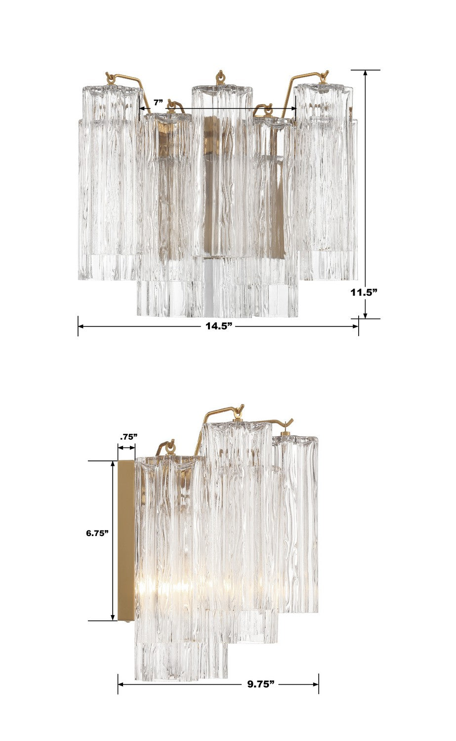 Crystorama - ADD-302-AG-CL - Two Light Wall Sconce - Addis - Aged Brass