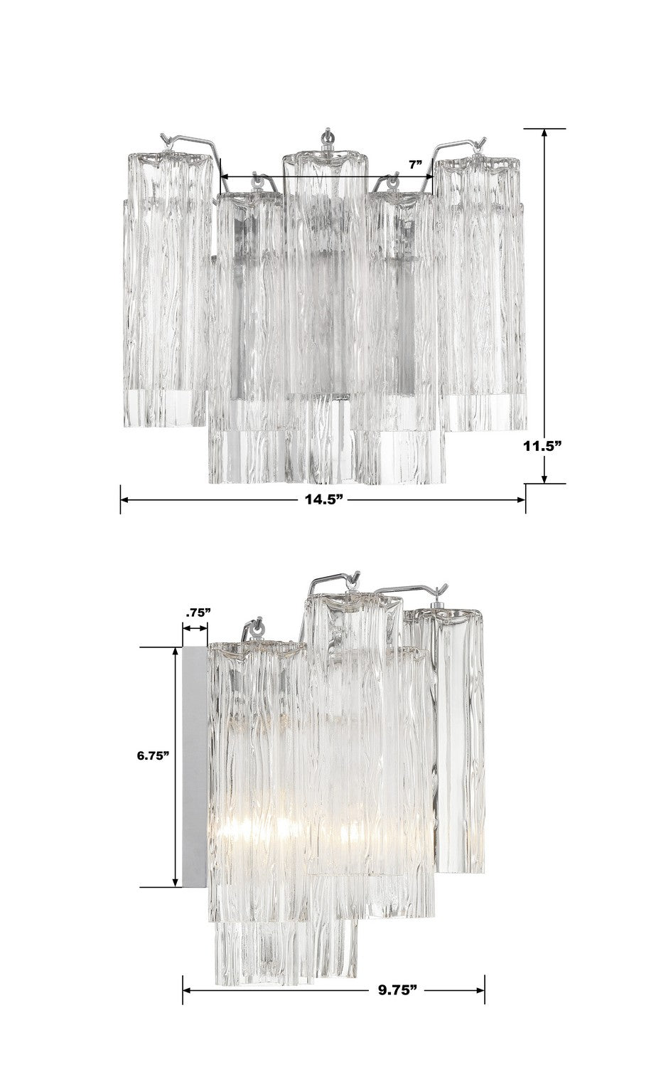 Crystorama - ADD-302-CH-CL - Two Light Wall Sconce - Addis - Polished Chrome