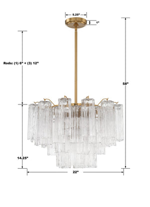 Crystorama - ADD-308-AG-CL - Nine Light Chandelier - Addis - Aged Brass