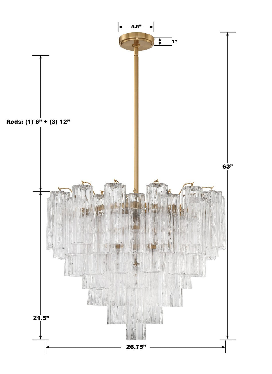 Crystorama - ADD-312-AG-CL - 12 Light Chandelier - Addis - Aged Brass