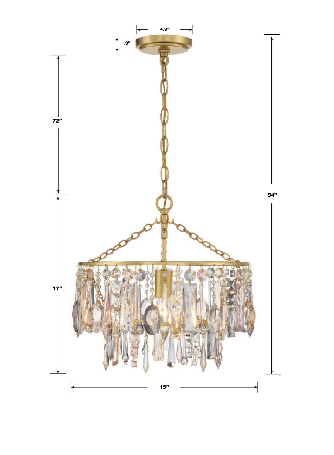 Crystorama - ELS-7100-GA - One Light Pendant - Elsa - Antique Gold