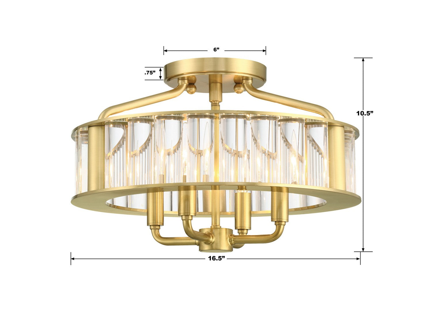 Crystorama - FAR-6000-AG - Four Light Semi Flush Mount - Farris - Aged Brass