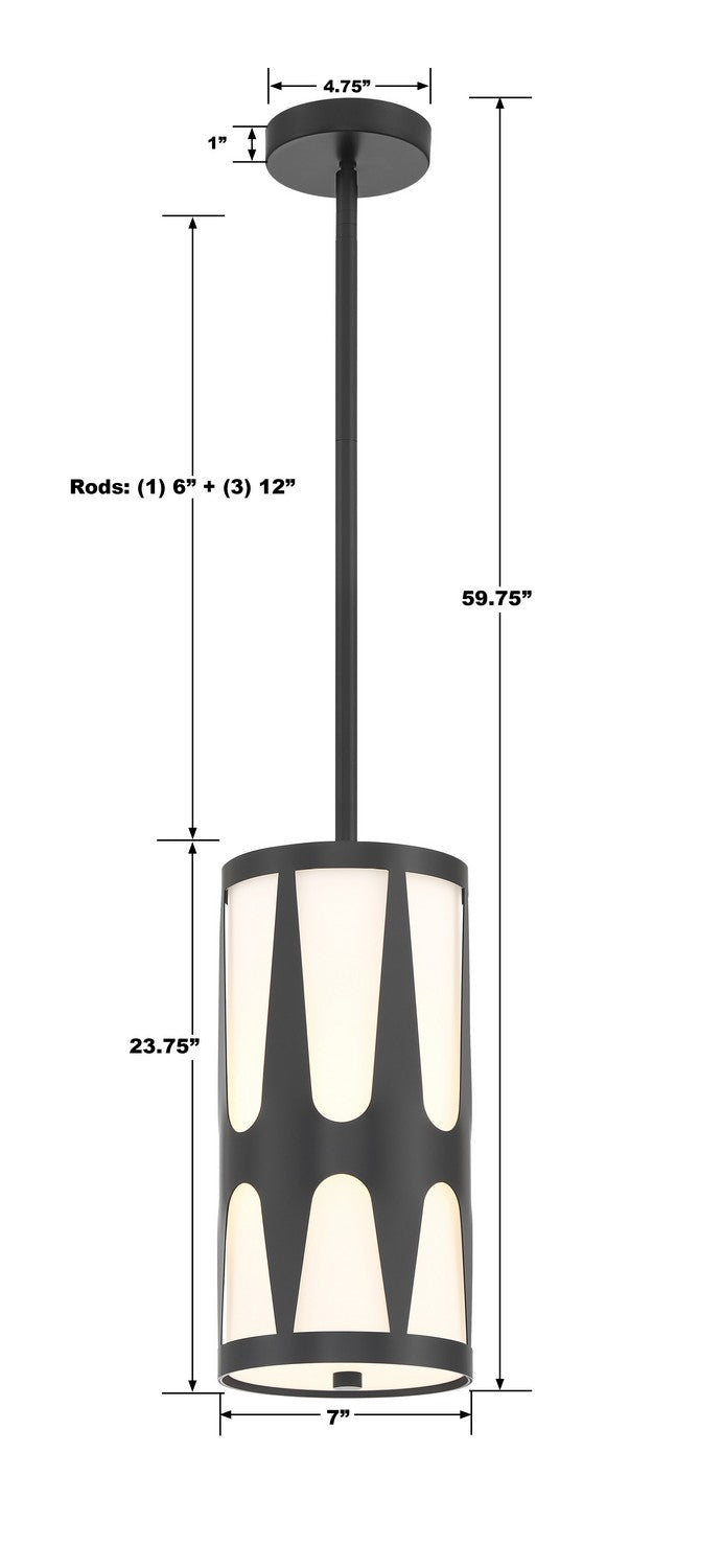 Crystorama - ROY-801-BK - One Light Pendant - Royston - Black