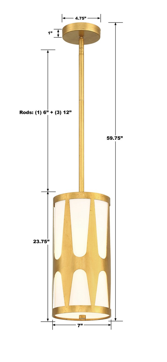 Crystorama - ROY-801-GA - One Light Pendant - Royston - Antique Gold