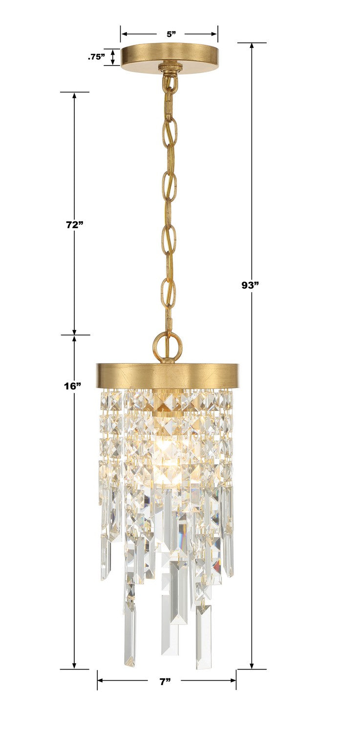 Crystorama - WIN-210-GA-CL-MWP - One Light Pendant - Winfield - Antique Gold