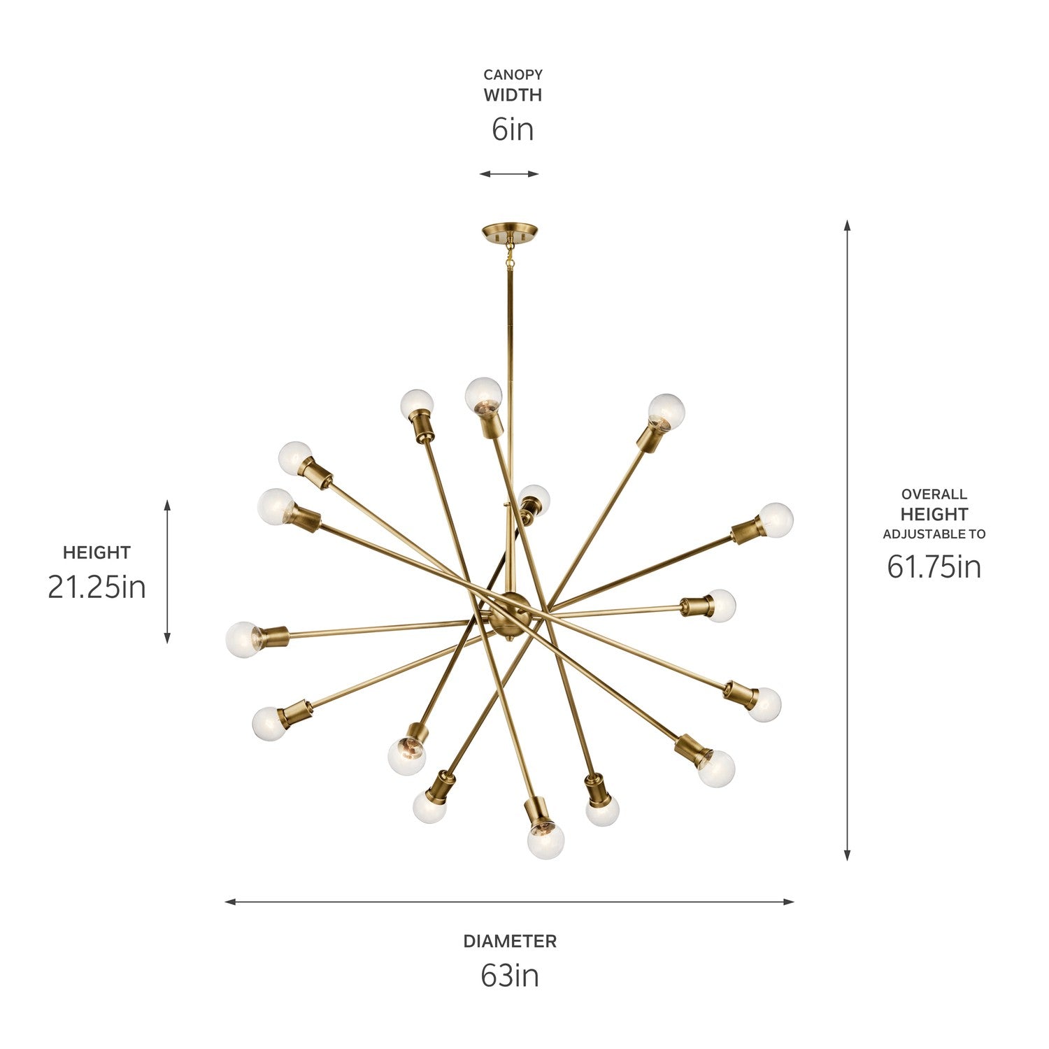 Kichler - 52537NBR - 16 Light Chandelier - Armstrong - Natural Brass