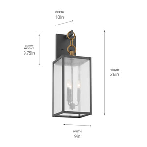 Kichler - 59009WZC - Three Light Outdoor Wall Mount - Lahden - Weathered Zinc