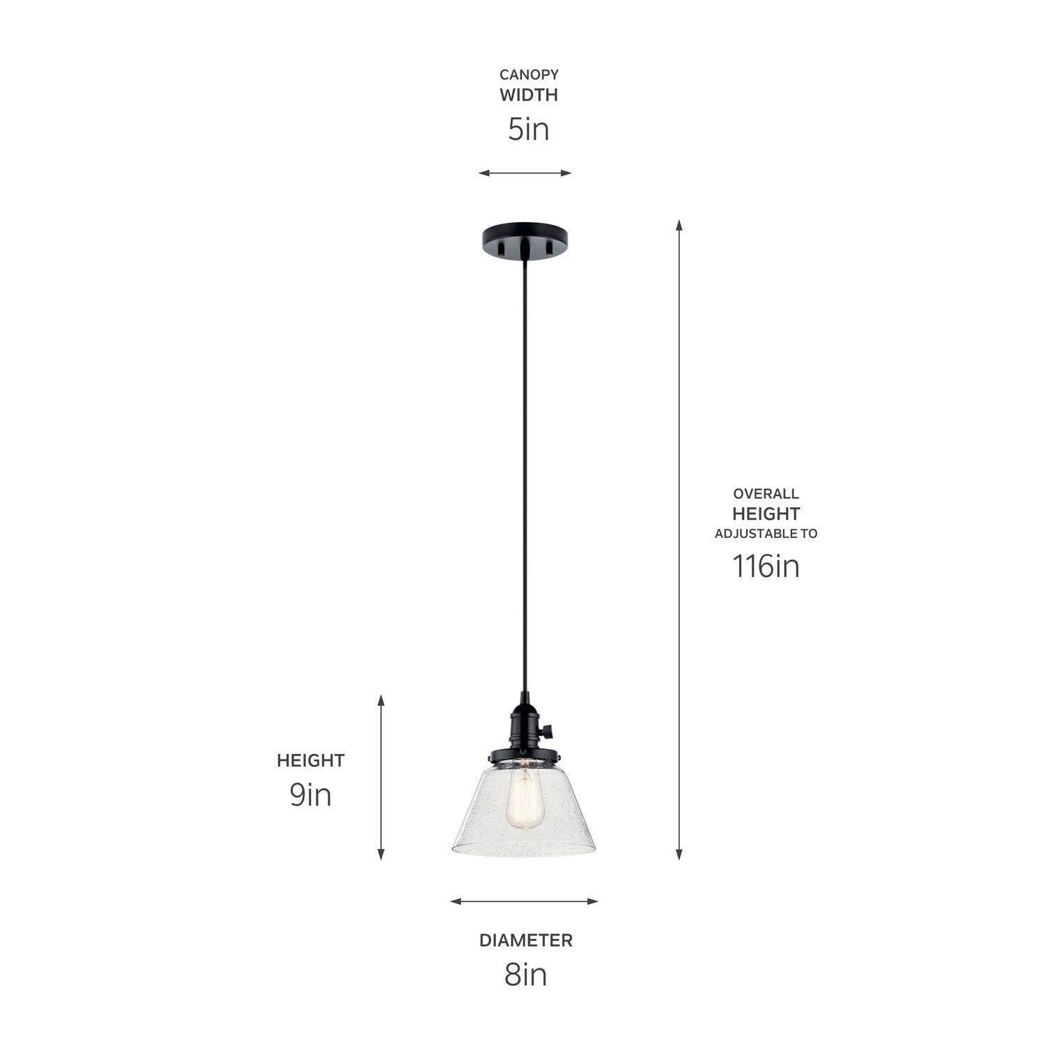 Kichler - 43851BK - One Light Mini Pendant - Avery - Black