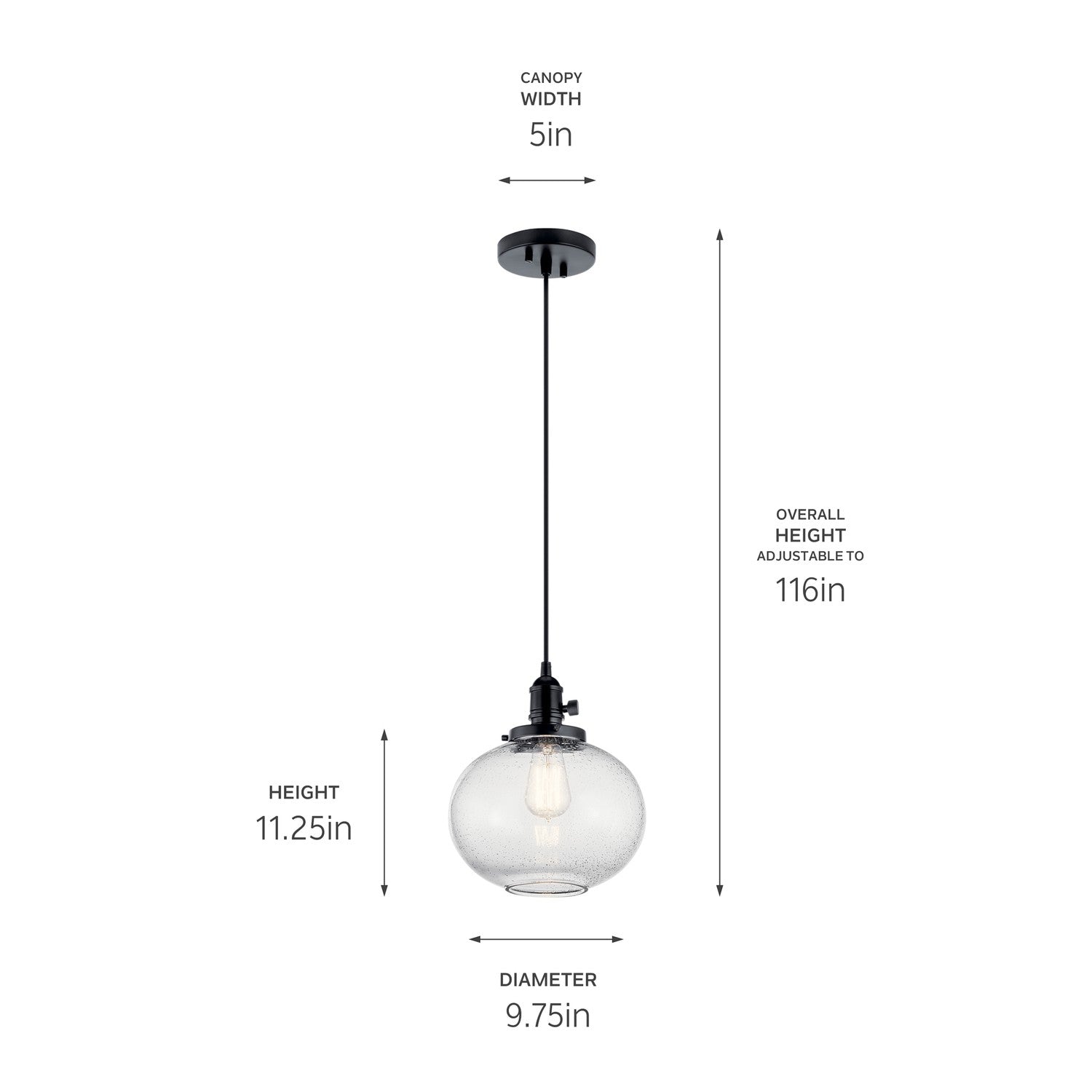 Kichler - 43852BK - One Light Mini Pendant - Avery - Black