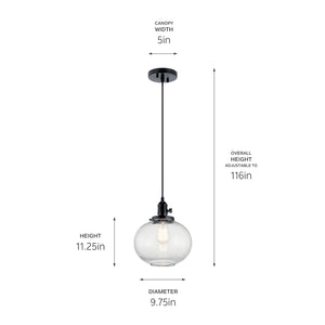 Kichler - 43852BK - One Light Mini Pendant - Avery - Black