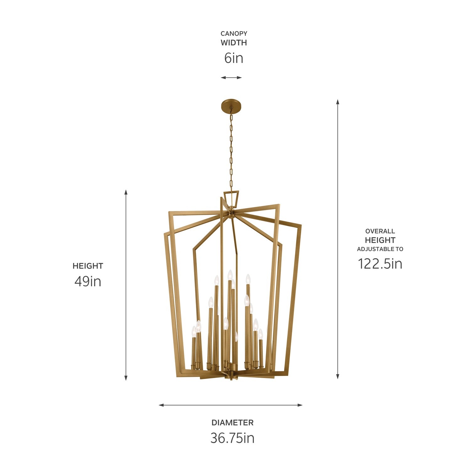 Kichler - 43499NBR - 16 Light Foyer Pendant - Abbotswell - Natural Brass