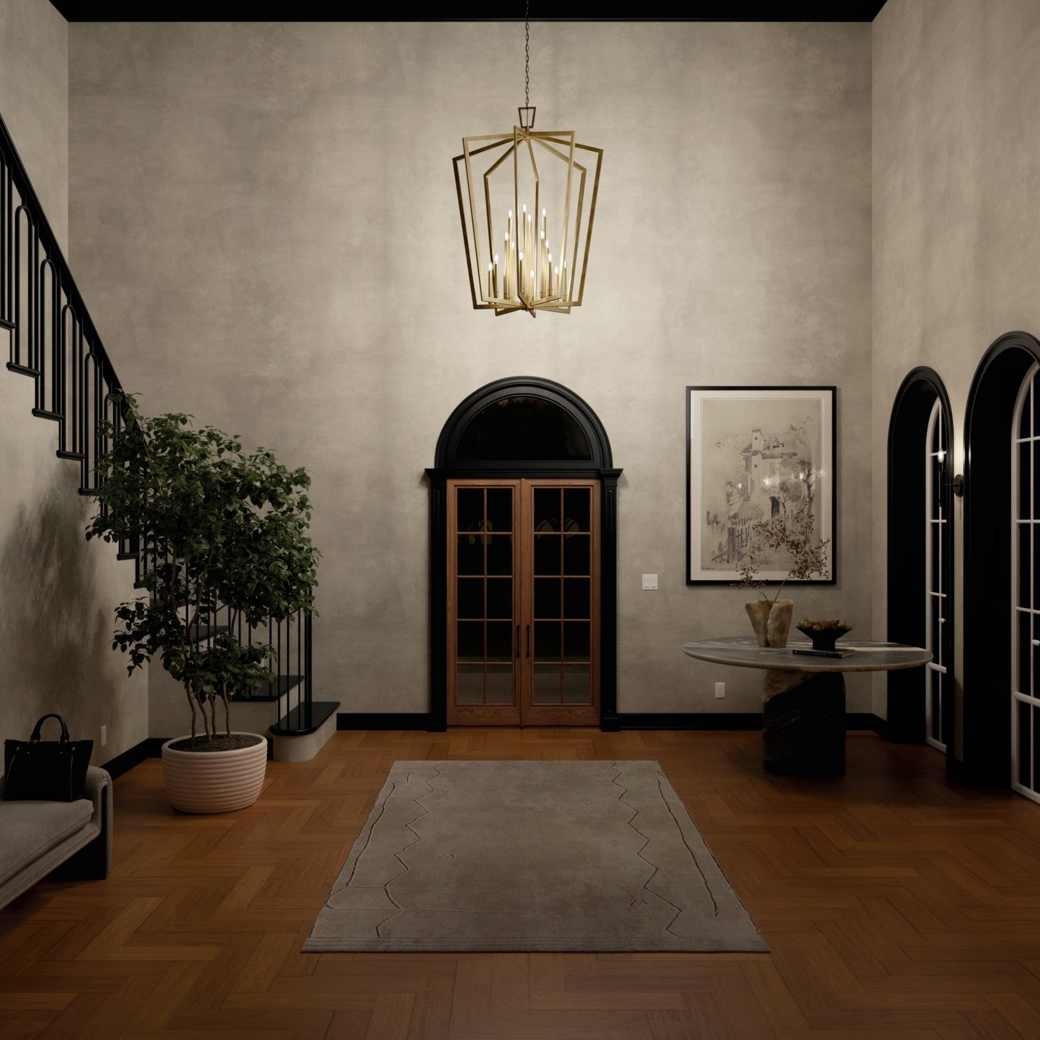 Kichler - 43499NBR - 16 Light Foyer Pendant - Abbotswell - Natural Brass