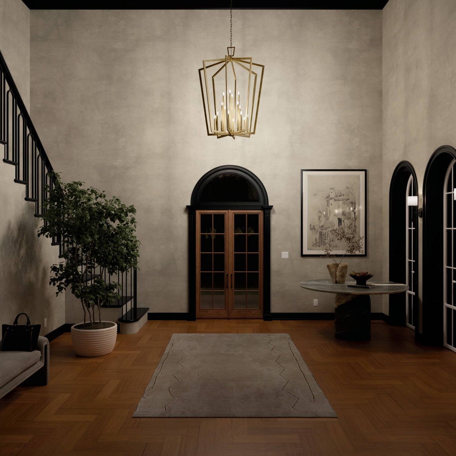 Kichler - 43499NBR - 16 Light Foyer Pendant - Abbotswell - Natural Brass