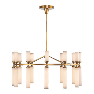 Alora - CH348038VBFR - LED Chandelier - Edwin - Vintage Brass/Frosted Ribbed Glass