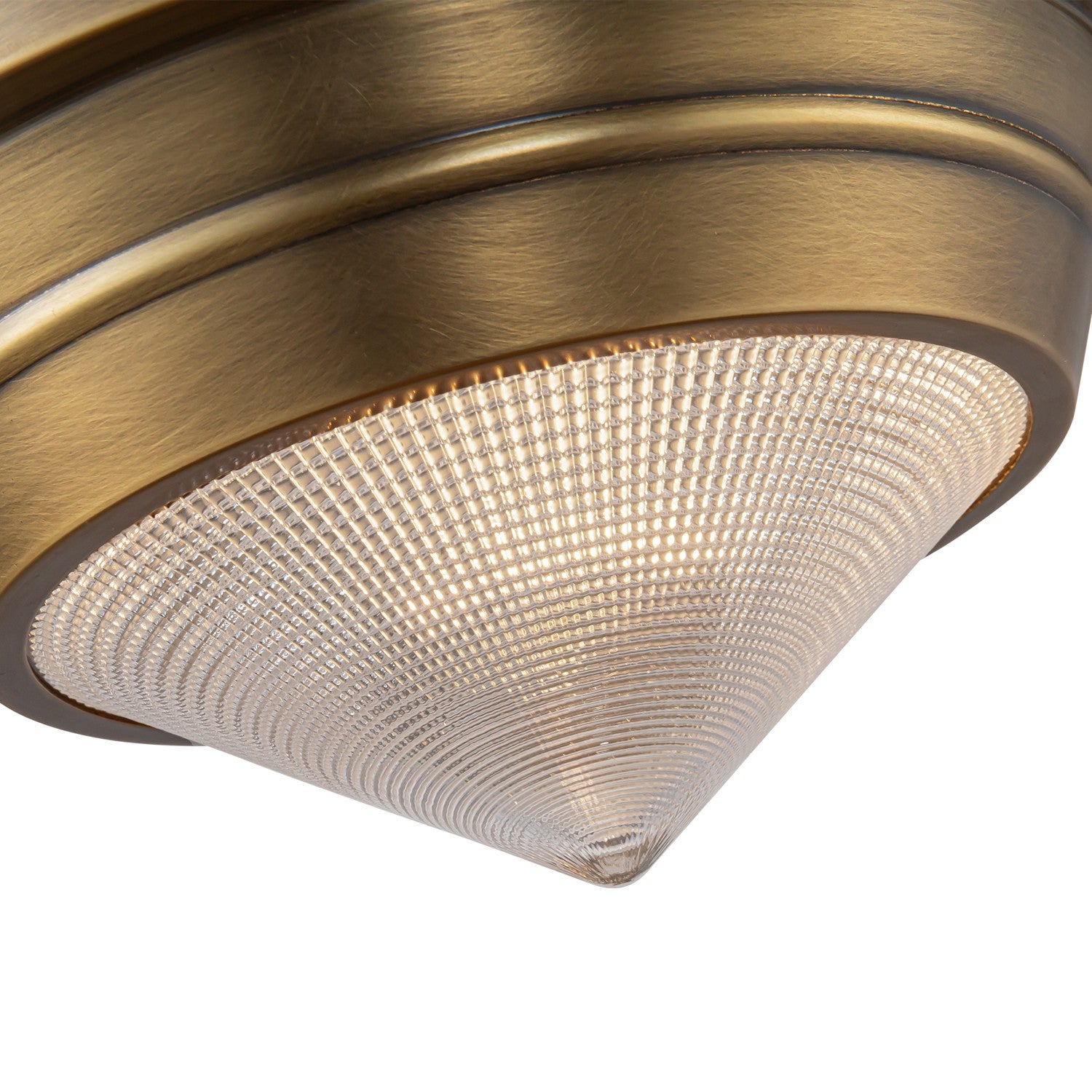 Alora - FM348010VBPG - One Light Flush Mount - Willard - Vintage Brass/Prismatic Glass