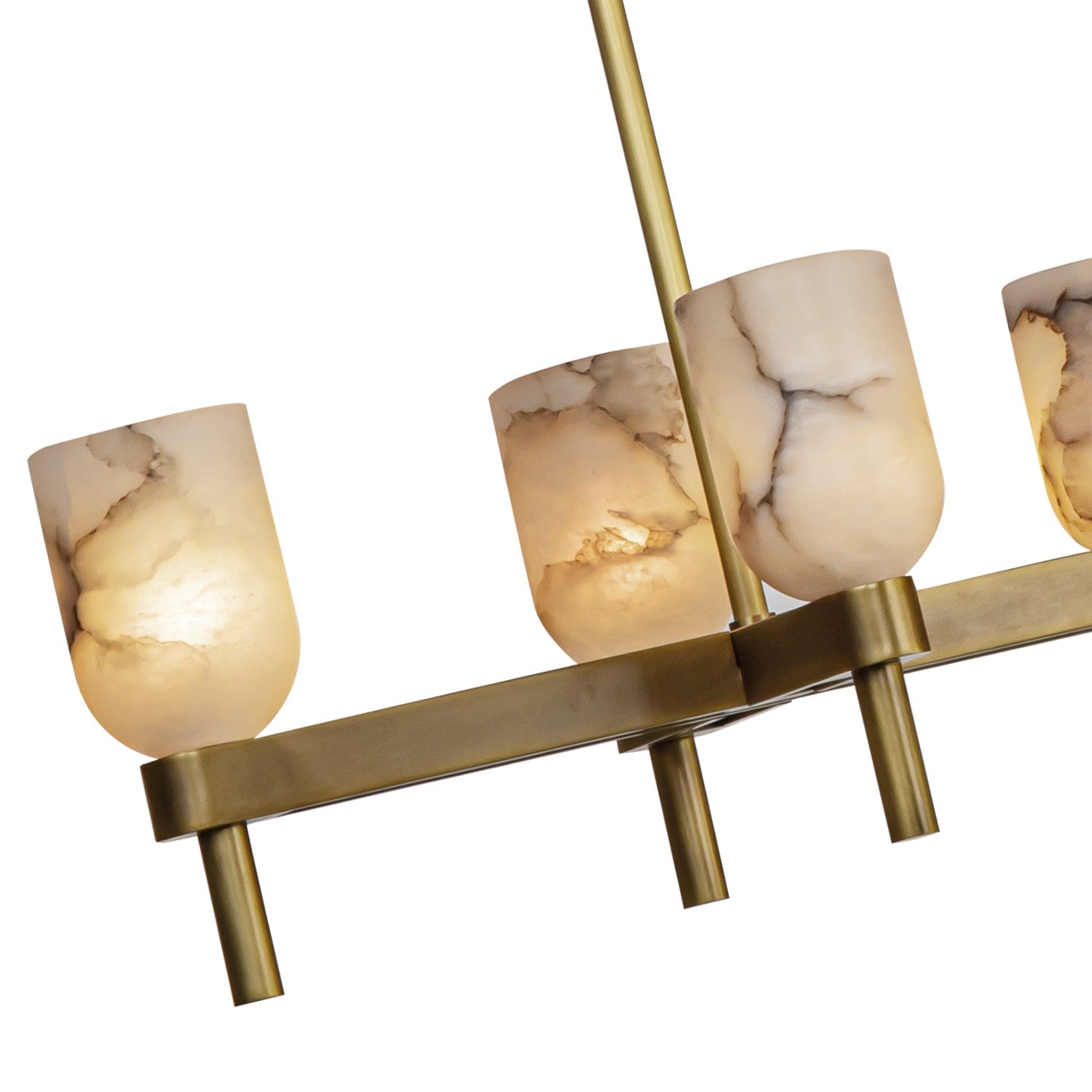 Alora - LP338052VBAR - Ten Light Linear Pendant - Lucian - Vintage Brass/Alabaster