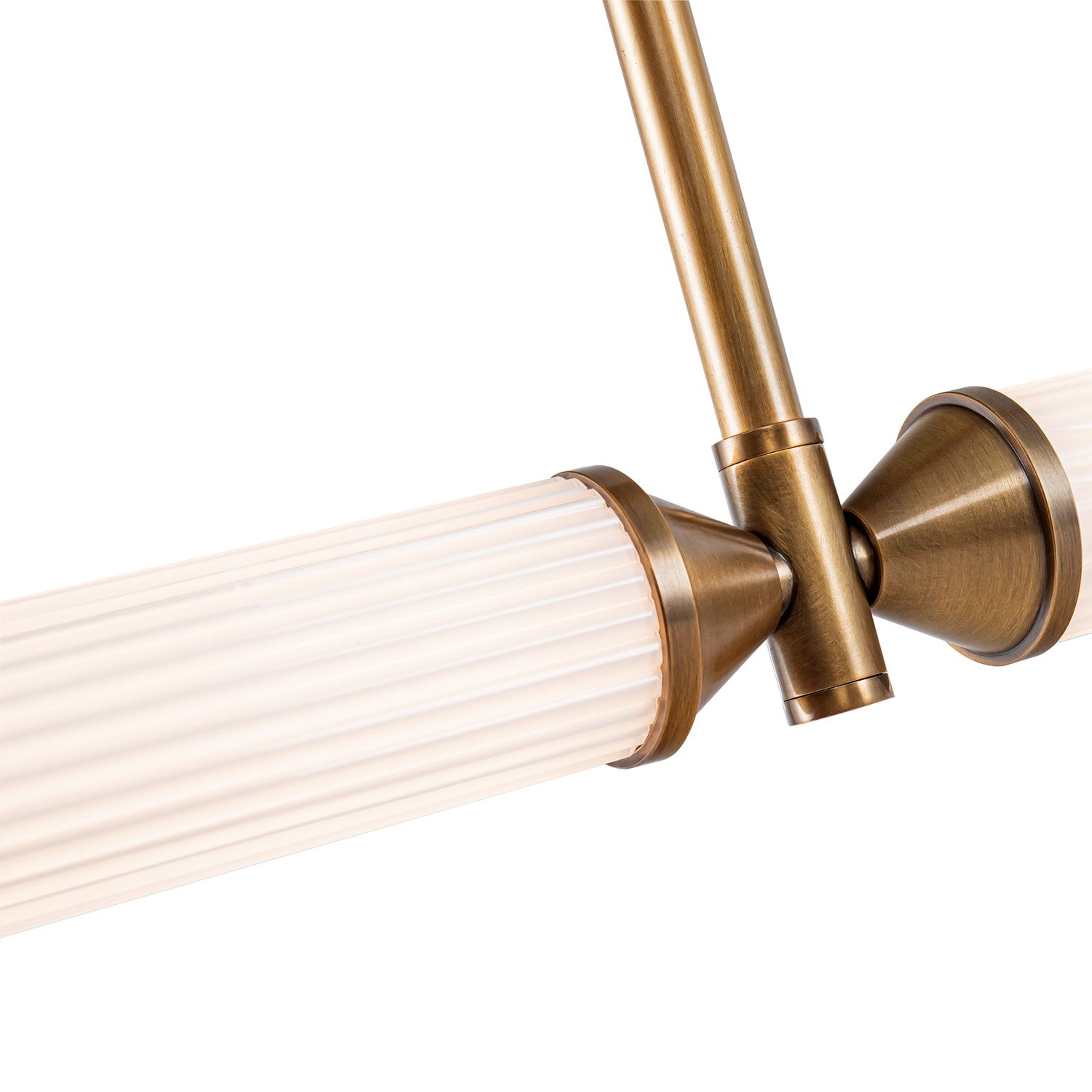 Alora - LP348148VBFR - LED Linear Pendant - Edwin - Vintage Brass/Frosted Ribbed Glass