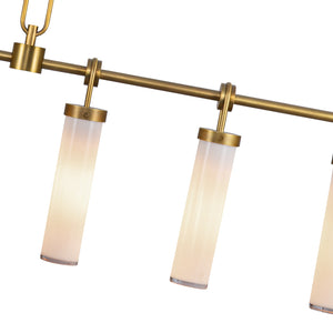 Alora - LP355652VBGO - Six Light Linear Pendant - Wynwood - Vintage Brass/Glossy Opal