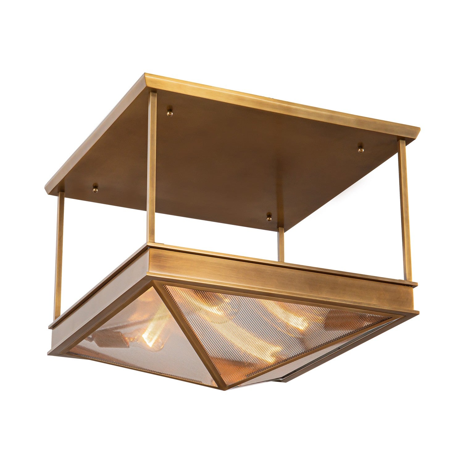 Alora - SF332919VBCR - Four Light Semi Flush Mount - Cairo - Ribbed Glass/Vintage Brass