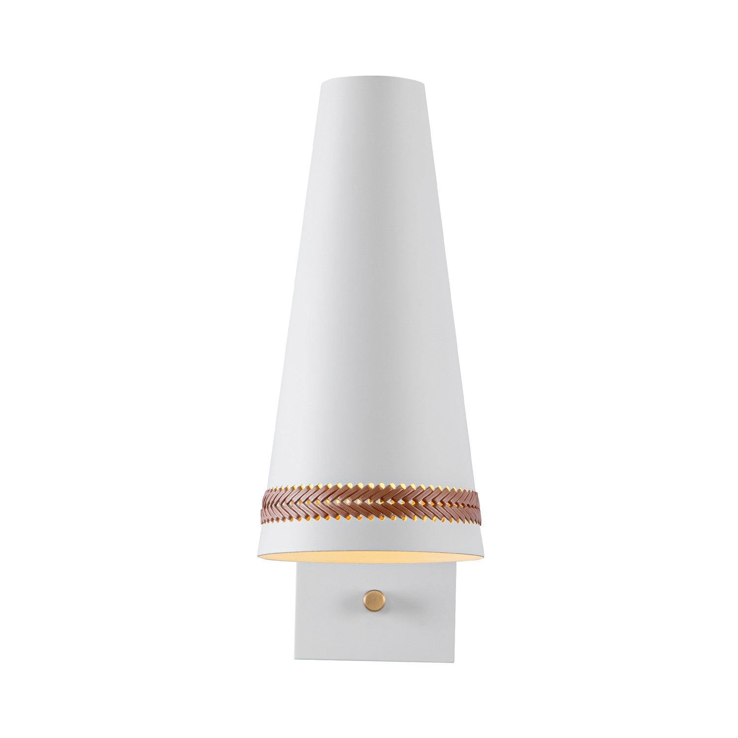 Alora - WV342105MWHL - One Light Wall Sconce - Brickell - Matte White/Hazelnut Leather