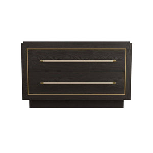 Arteriors - 6939 - Side Table - Puckett - Ebony Oak/Dove Leather/Antique Brass