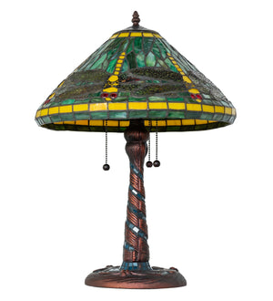 Meyda Tiffany - 259779 - Three Light Table Lamp - Tiffany Dragonfly - Mahogany Bronze