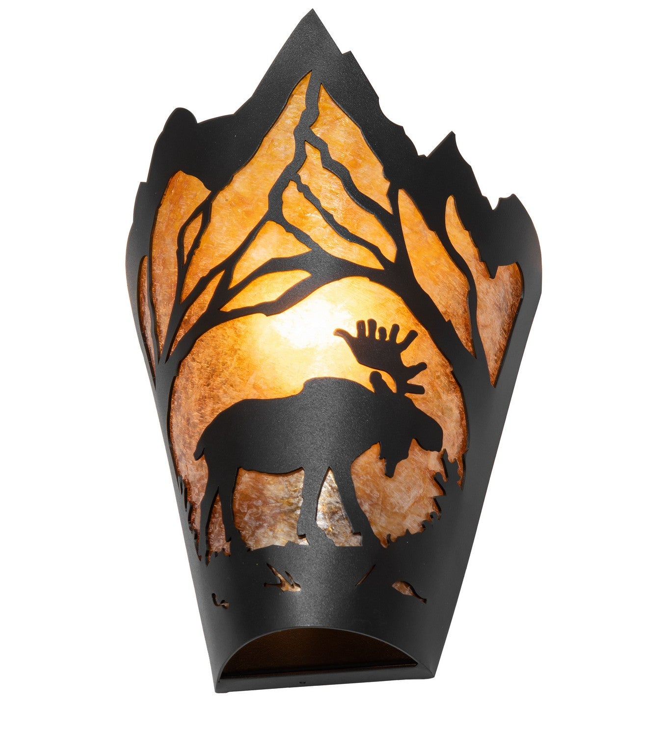 Meyda Tiffany - 261845 - One Light Wall Sconce - Moose At Dawn - Textured Black