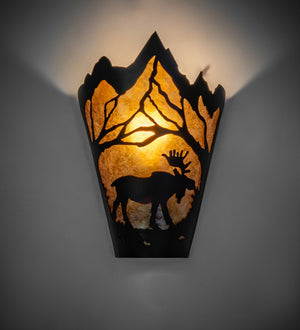 Meyda Tiffany - 261845 - One Light Wall Sconce - Moose At Dawn - Textured Black