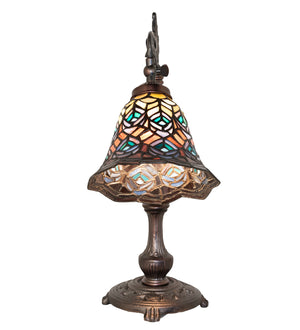 Meyda Tiffany - 244782 - One Light Table Lamp - Tiffany Peacock Feather - Mahogany Bronze