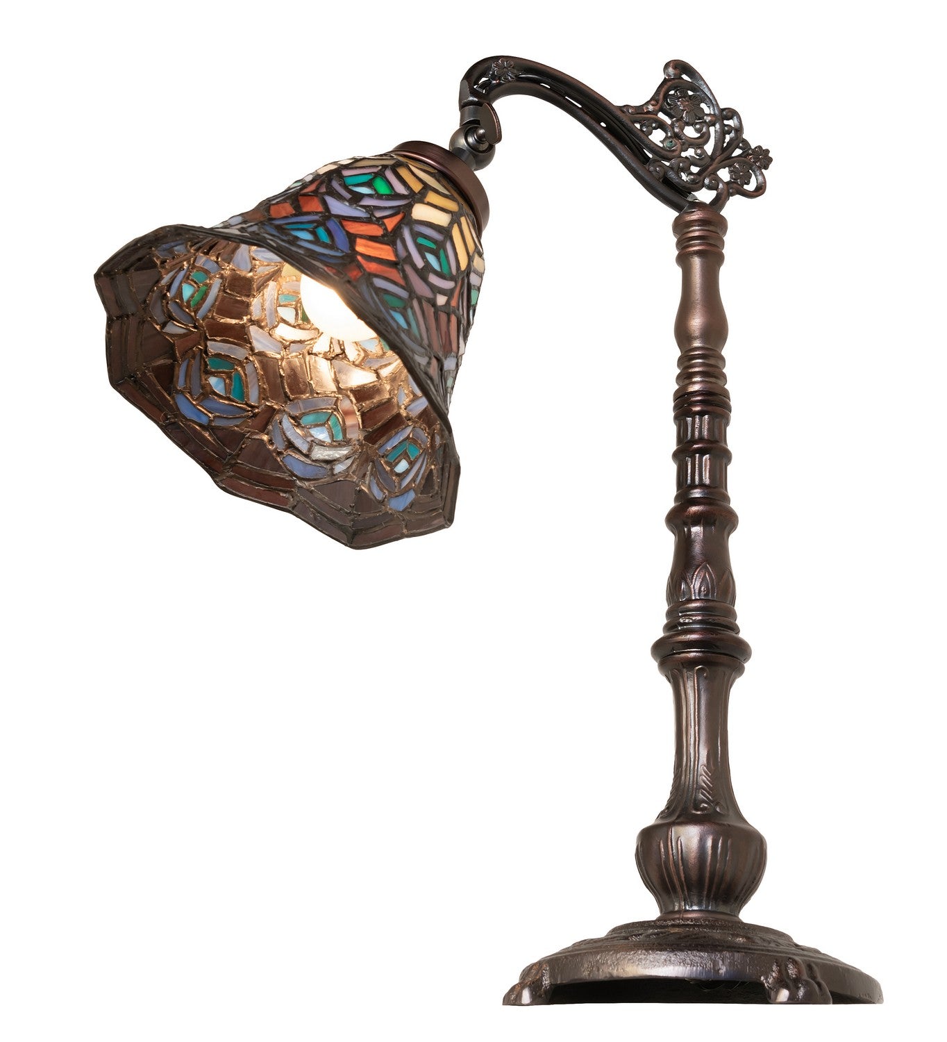 Meyda Tiffany - 244782 - One Light Table Lamp - Tiffany Peacock Feather - Mahogany Bronze