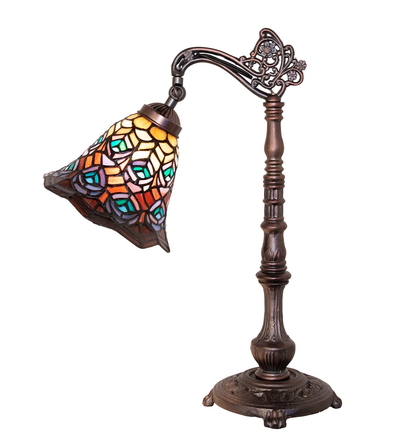 Meyda Tiffany - 244782 - One Light Table Lamp - Tiffany Peacock Feather - Mahogany Bronze