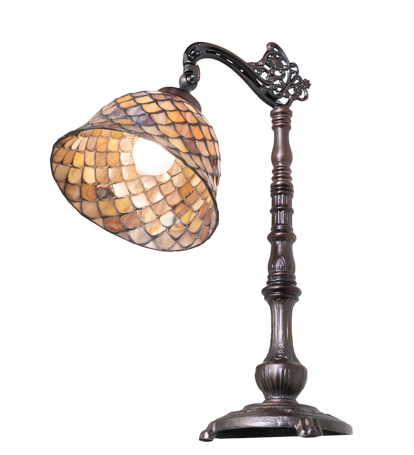 Meyda Tiffany - 244784 - One Light Table Lamp - Tiffany Fishscale - Mahogany Bronze