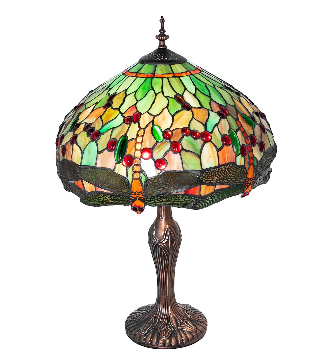 Meyda Tiffany - 266010 - Two Light Table Lamp - Tiffany Hanginghead Dragonfly - Mahogany Bronze