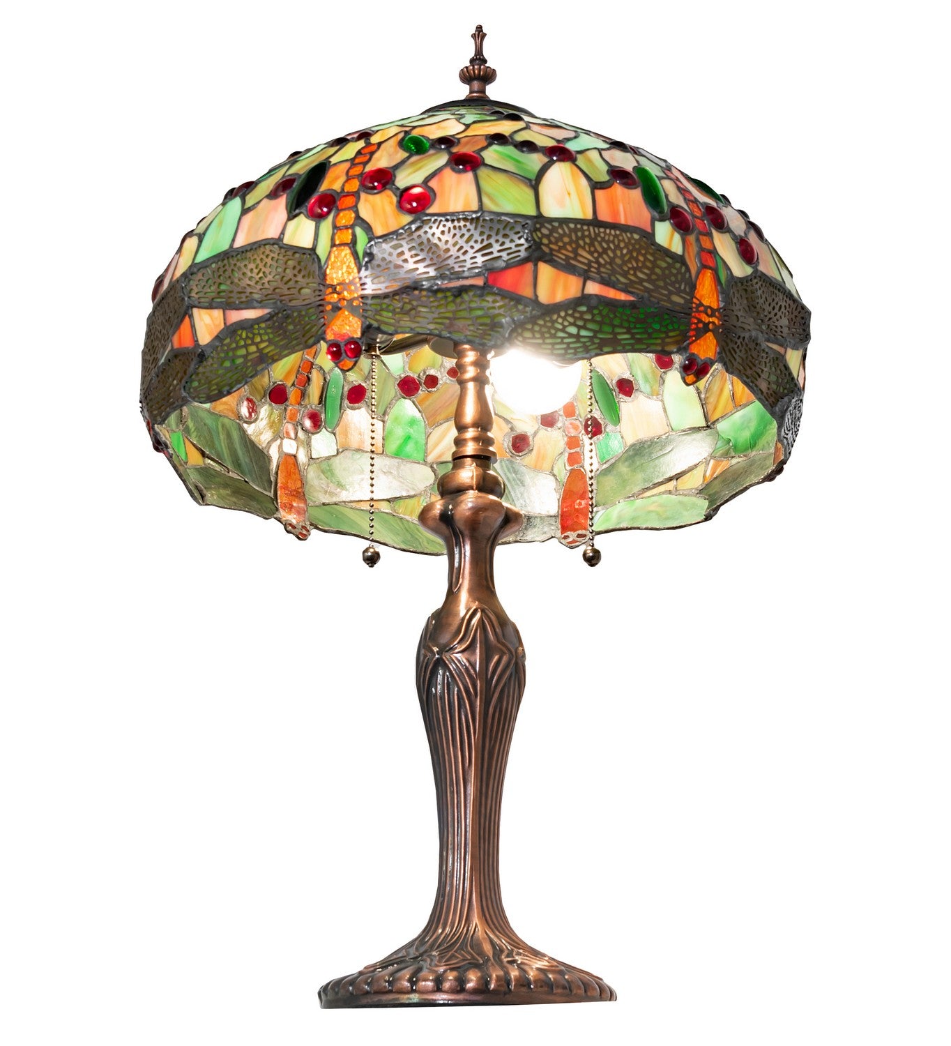 Meyda Tiffany - 266010 - Two Light Table Lamp - Tiffany Hanginghead Dragonfly - Mahogany Bronze