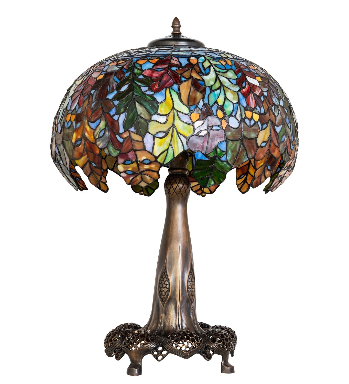 Meyda Tiffany - 259357 - Three Light Table Lamp - Leaf - Mahogany Bronze