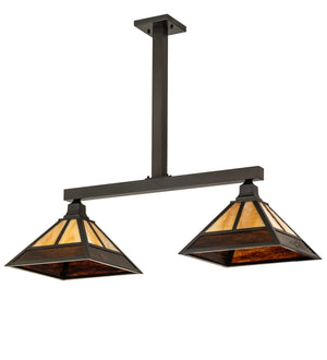 Meyda Tiffany - 262177 - Two Light Island Pendant - Hyde Park - Craftsman Brown