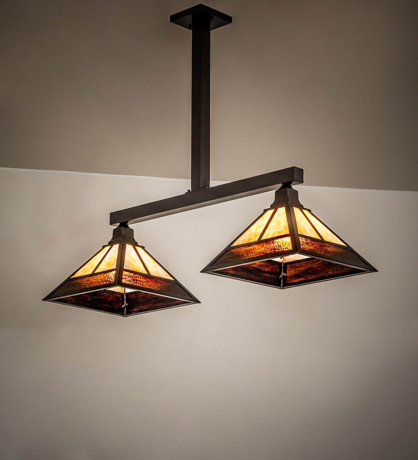 Meyda Tiffany - 262177 - Two Light Island Pendant - Hyde Park - Craftsman Brown