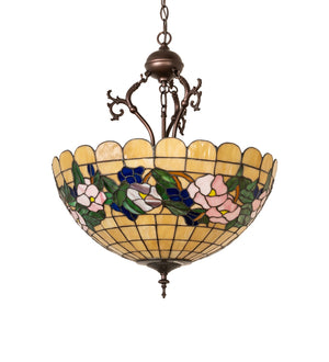 Meyda Tiffany - 263189 - Three Light Pendant - Tiffany Pansy - Mahogany Bronze