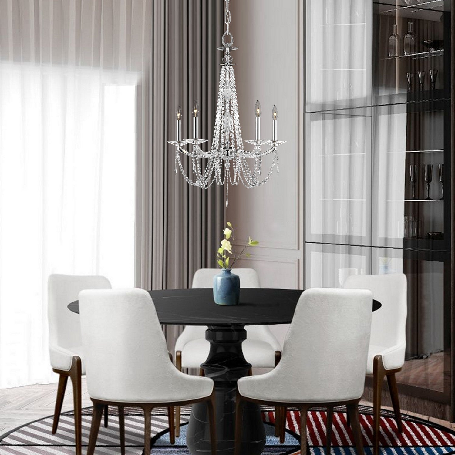 American Brass & Crystal - CH5373-U-38G-ST - Five Light Chandelier - Kensington - Polished Nickel