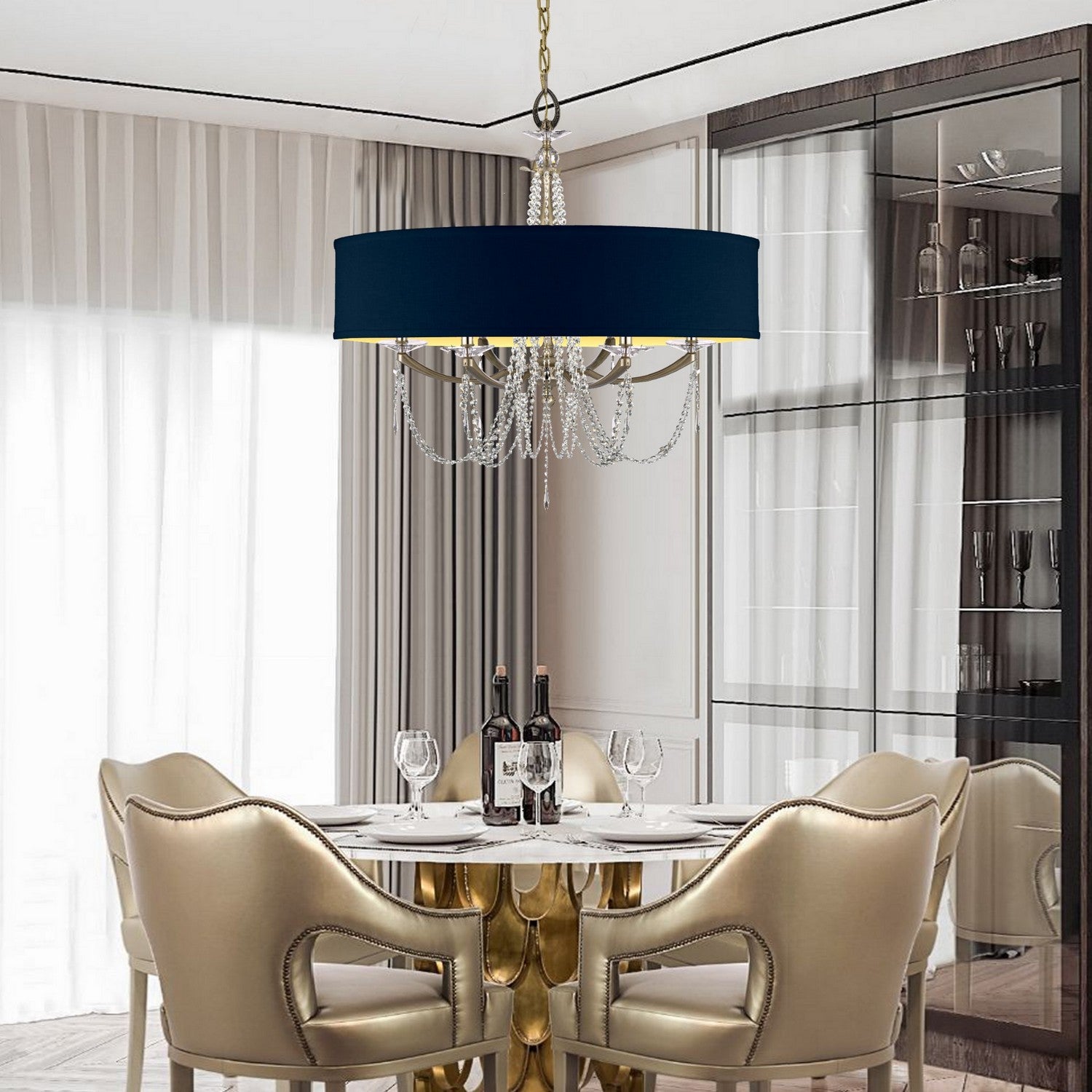 American Brass & Crystal - CH5466-U-36G-ST-BG - Six Light Chandelier - Kensington - Old Brass