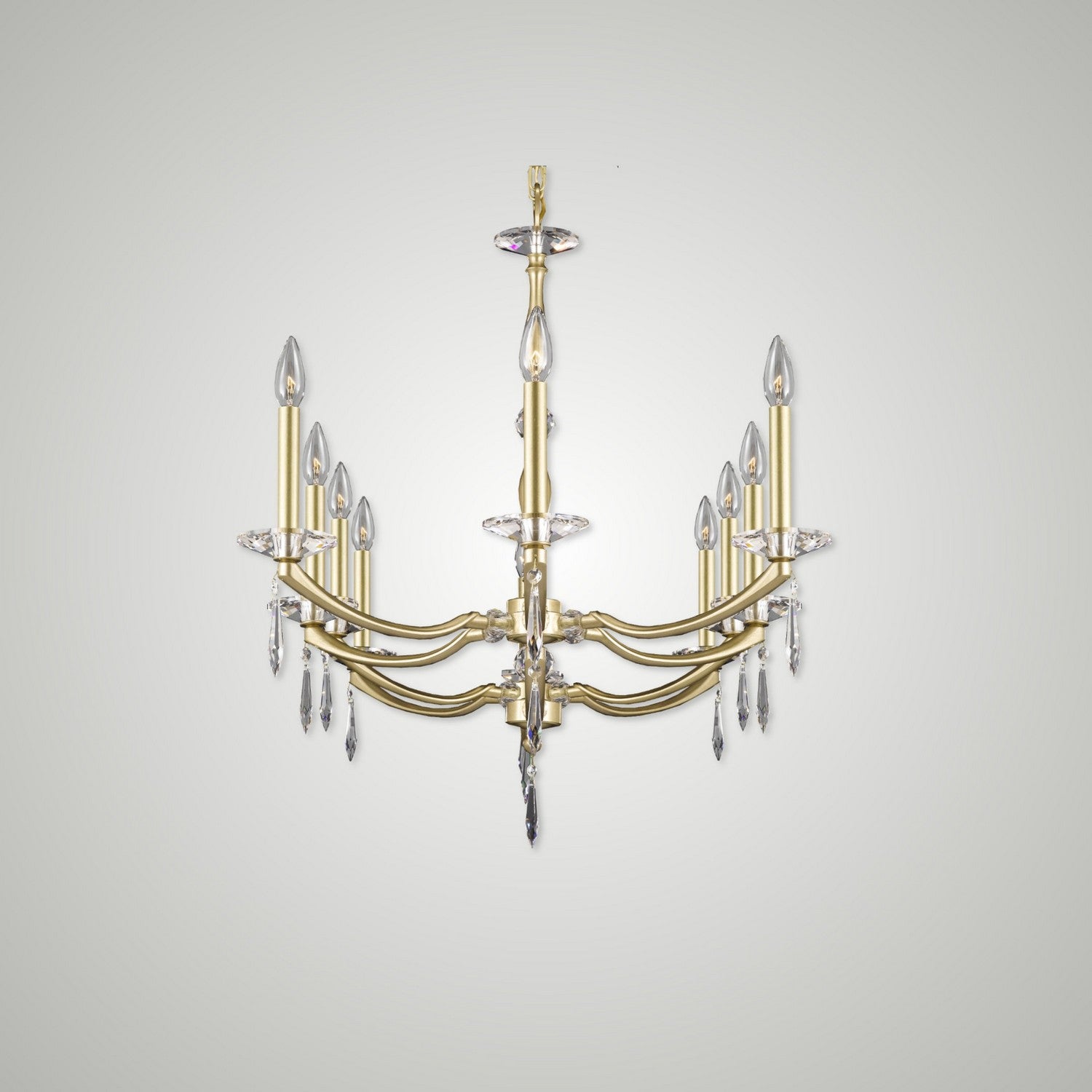 American Brass & Crystal - IL5347-U-36G-ST - Ten Light Linear Chandelier - Kensington - Old Brass