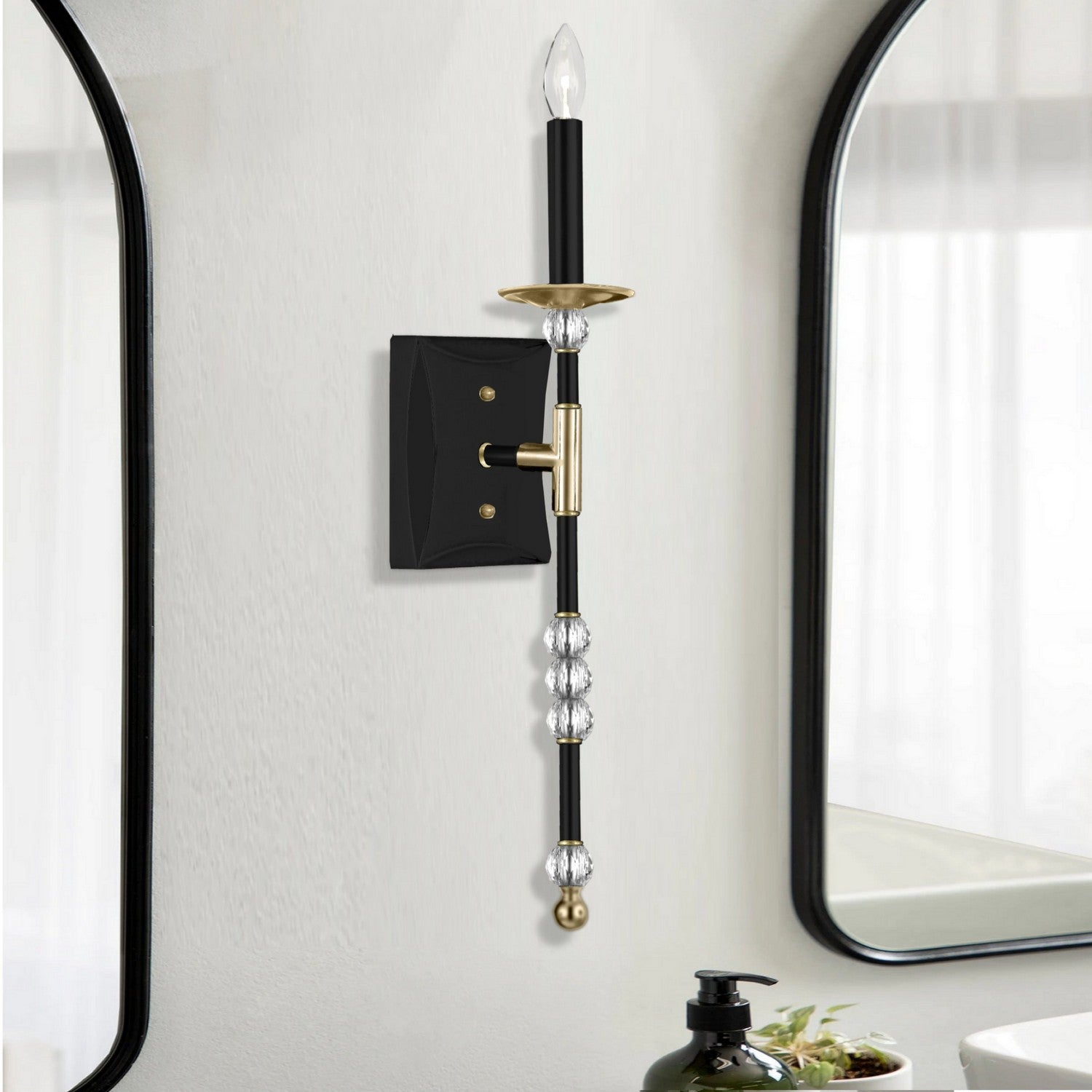 American Brass & Crystal - WS3266-35S-36G-ST - One Light Wall Sconce - Magro - Old Bronze (Black) with Old Brass