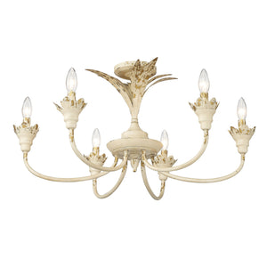 Golden - 0846-6SF AI - Six Light Semi-Flush Mount - Lillianne - Antique Ivory