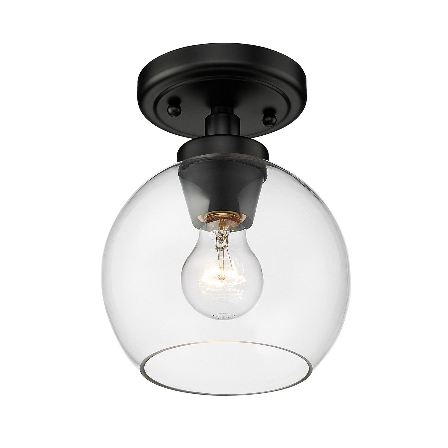 Golden - 4855-FM BLK-CLR - One Light Flush Mount - Galveston BLK - Matte Black