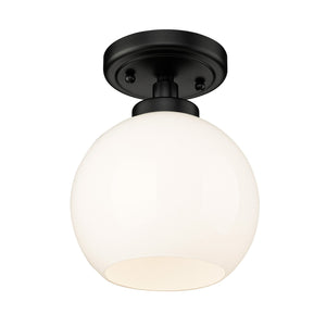 Golden - 4855-FM BLK-VMG - One Light Flush Mount - Galveston BLK - Matte Black