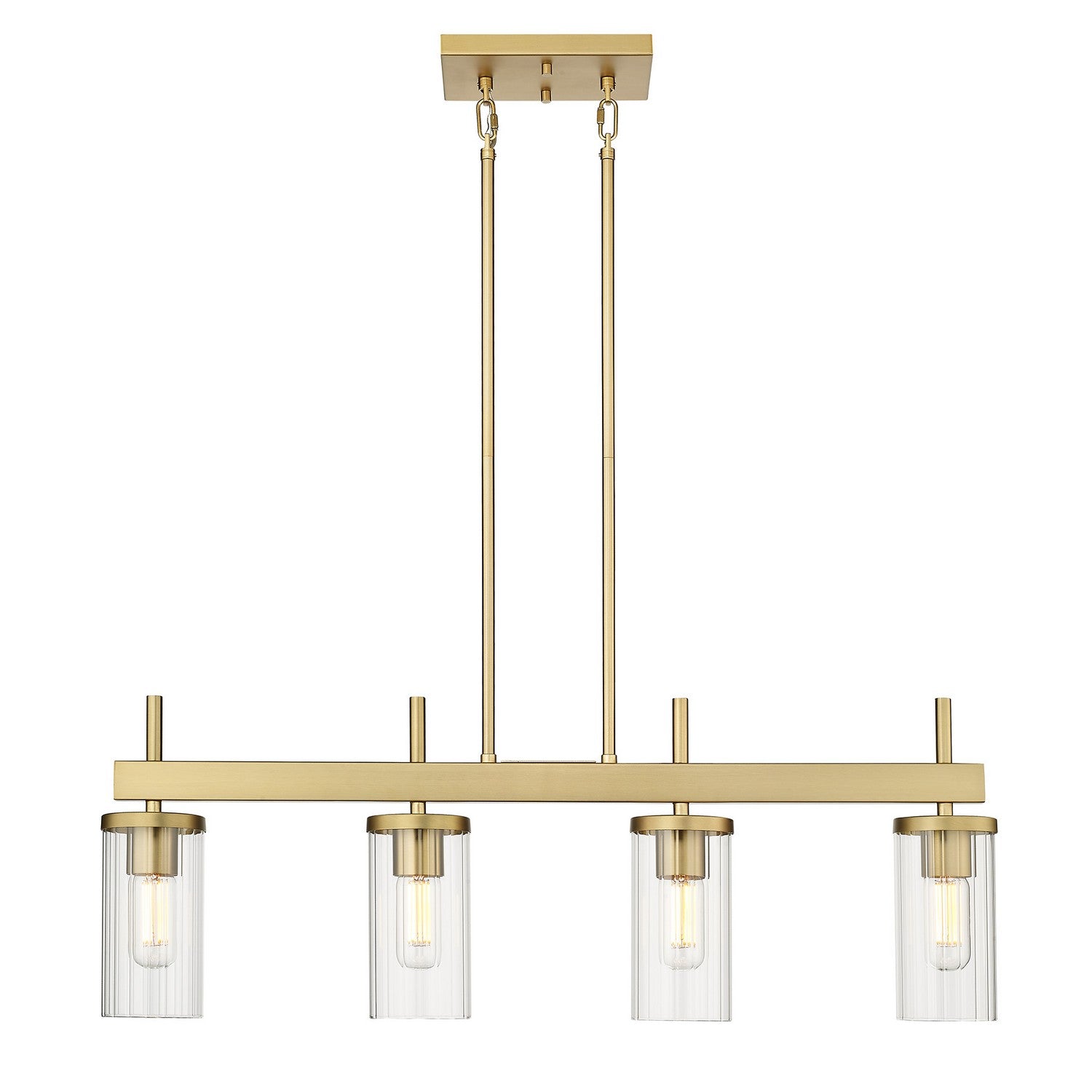 Golden - 7011-LP BCB-CLR - Four Light Linear Pendant - Winslett BCB - Brushed Champagne Bronze